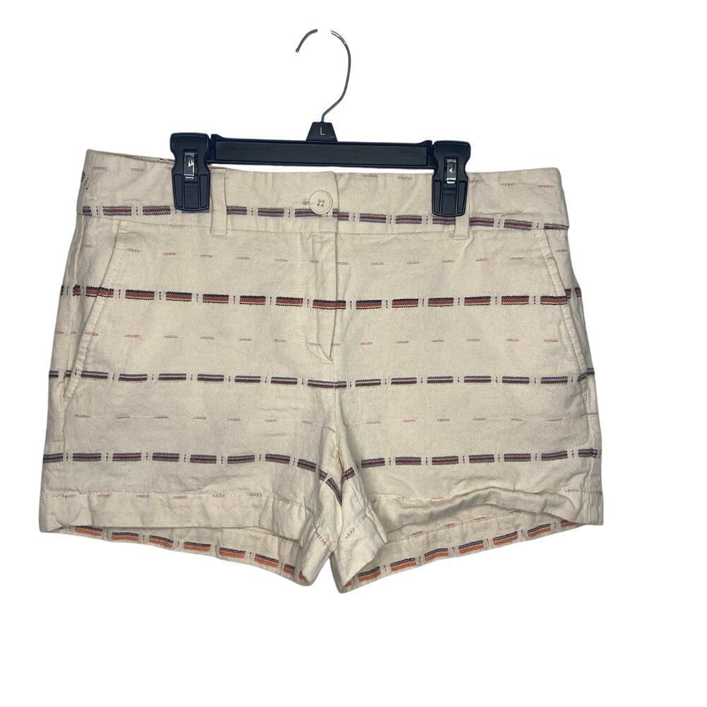 Loft Chino Shorts Aztec Striped Print Tan Orange Size 4 Summer‎ Beach Vacation